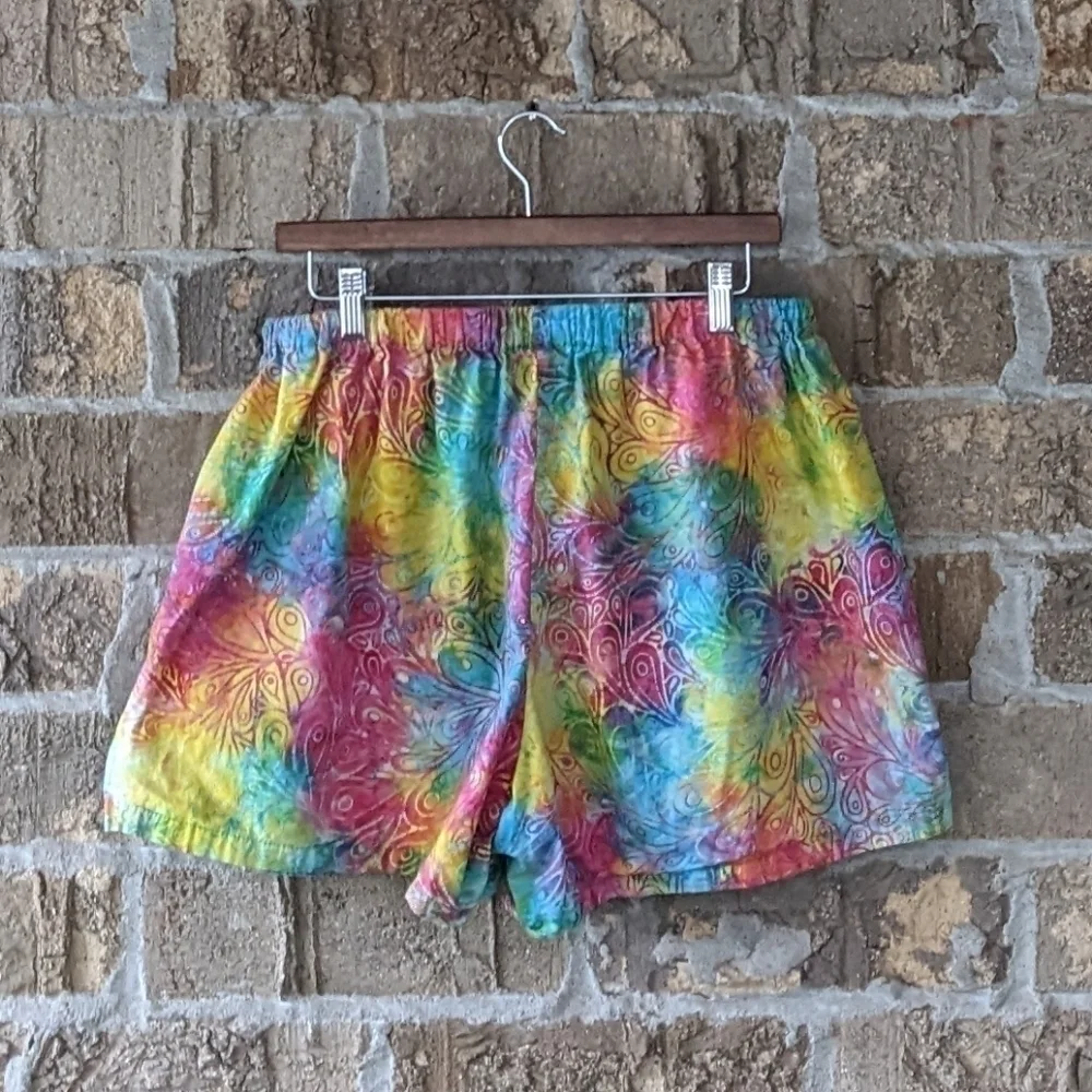 Handmade Colorful Rainbow Ikat Baggie Shorts Size Large